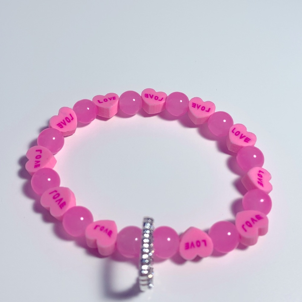 Pink love charm bracelet